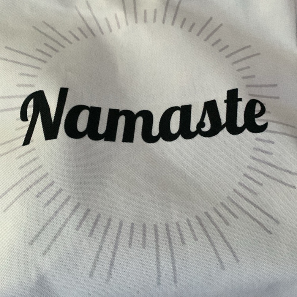 Namaste Tote Carry All Storage Bag Black & White 13” X 13” Canvas  12” Strap